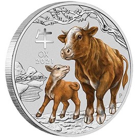 Lunar III Ox 2021 Coloured 1 Ounce Silver Coin Perth Mint Lunar 3