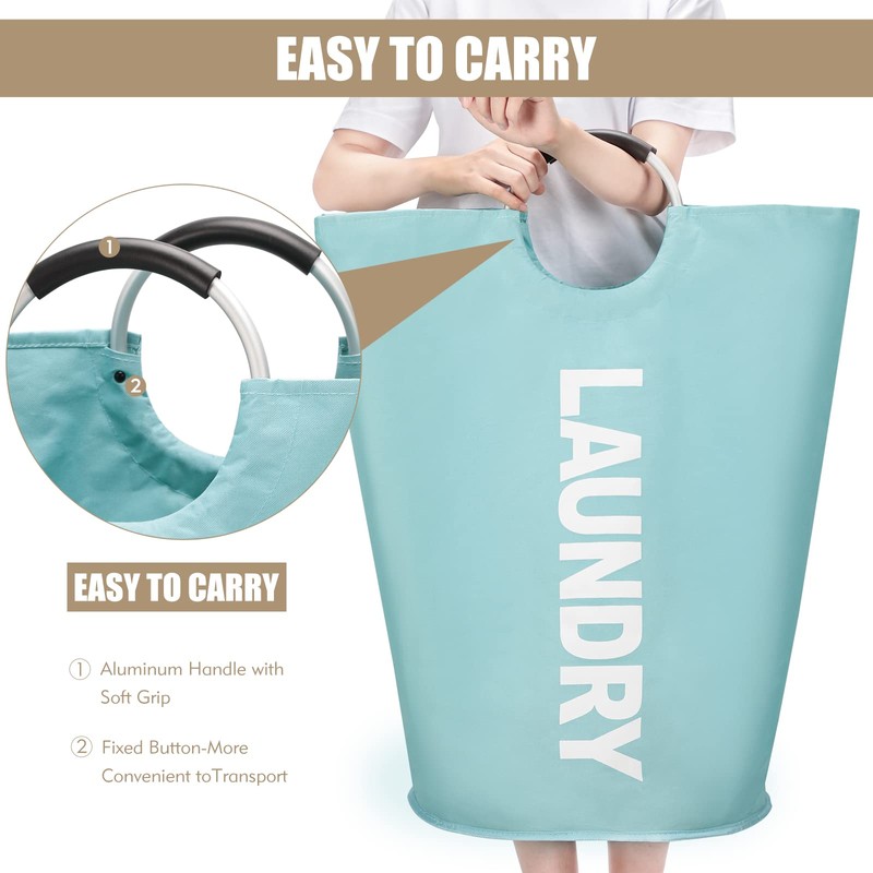 DOKEHOM 90L Large Laundry Basket, Collapsible Laundry Bag, Freestanding Tall