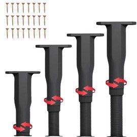 Adjustable Bed Frame Support Legs 18-34cm 4Pcs Black Retractable Heavy Duty Furniture Legs with Screws for Queen King Size Bed, Sofa,Cupboard,DIY Center Support