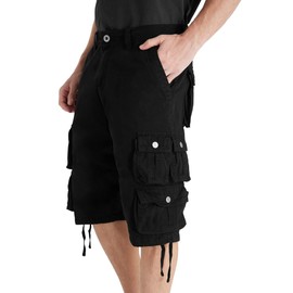 YGREYG Mens Cargo Shorts Long Capri Below The Knee Shorts 3/4 Relaxed Fit Long Shorts with Pockets Black 38