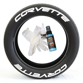 Tire Stickers Corvette Permanent Tire Lettering Kit with Glue - Custom Sizing & Colors (Pack of 8)