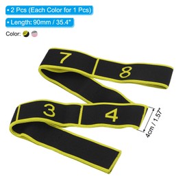 PATIKIL Exercise Bands, 35.4 Inch 2 Pcs Yoga Stretching Strap Latin Elastic Bands for Physical Dance Stretch Pilates Resistance Bands for Working Out, Gray Pink/Yellow Black