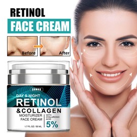Advanced Retinol Collagen Cream for Face with 5% Hyaluronic Acid Anti-Aging Retinol Cream Anti-Wrinkle Reduce Fine Lines Lifting and Firming Cream 24-Hour Facial Care Suitable For Most Skin Types 50ml