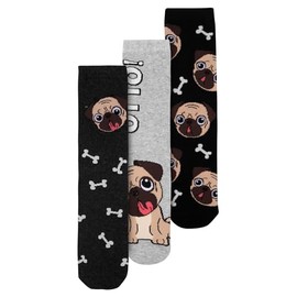 Bastian Bielendorfer Pug Otto! Socks for Men and Women - Unisex Trainer Stockings Grey (Pack of 3), gray