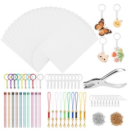 EEEKit 281PCS Shrink Plastic Sheets Kit, 20PCS Shrinky Paper Sheets with Hole Punch, Earrings, Keychain Accessories for DIY Shrinky Paper Art Supplies