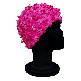 CHEX Daisy Ladies Elasticated Ruffle Flower Beaded Effect Swimming Cap One Size Adult Pink