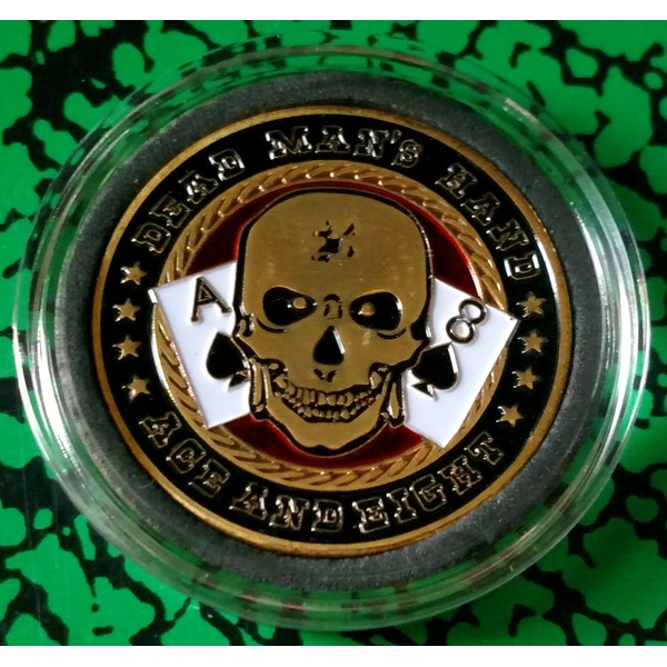 Dead Man's Hand Aces Eights Poker Colorized Challenge Art Coin