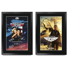 HWC Trading Top Gun Collection Tom Cruise Gifts Printed Poster Set Signed Autograph Picture for Movie Memorabilia Fans - A3 Framed