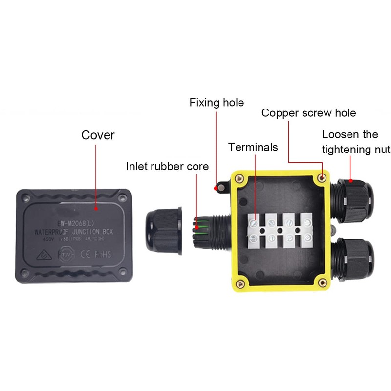 Waterproof IP68 Underground Junction Box,Outdoor External Electric Power Cord Boxes