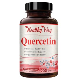 Healthy Way Pure Quercetin 500mg Supplement - 200 Capsules - Quercetin Dihydrate to Support