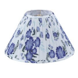 Aspen Creative 33179, Hardback Empire Transitional Spider Lamp Shade, Mushroom Pleated White with Blue Floral Print Designed Fabric, 7" Top x 18" Bottom x 11-1/2" Slant Height