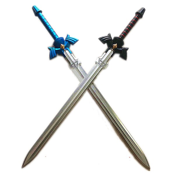 damdos Halloween Prop PU Foam Cosplay Weapons for Sky Sword Kirito Kirigaya Shield Link Breath of The Wild Bow Arrow Crossbow Birthday Gifts (Black+Blue=2pcs)