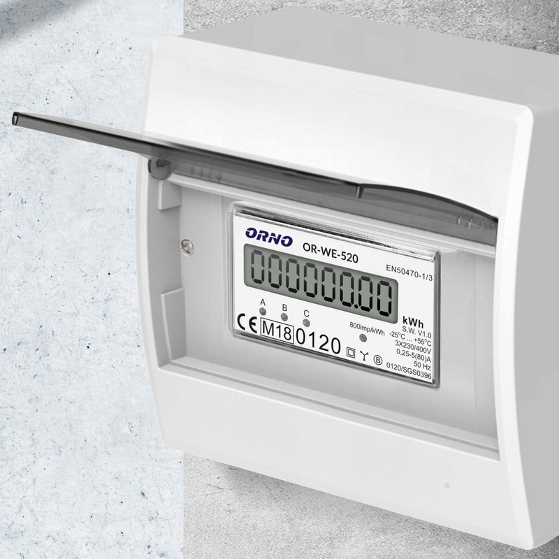 ORNO OR-WE-520 Electricity Meter DIN Rail 3-Phase Disposable MID Calibrated