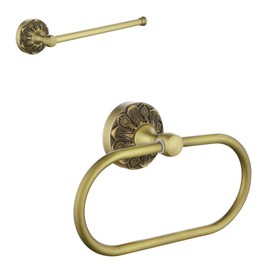 Towel Ring + 12 Inch Towel Bar, Brass Bathroom Accessories Set