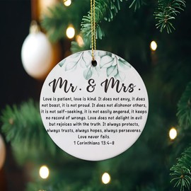 JOEPACXIC Wedding Gifts for Couples 2025 Christmas Ornaments, 1 Corinthians 13:4-8 Love Never Fails, Couple Gift for Wedding Anniversary, Engagement, Bridal Shower