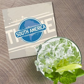 Unbranded South America Map 4'' X 4'' Square Wooden Coaster