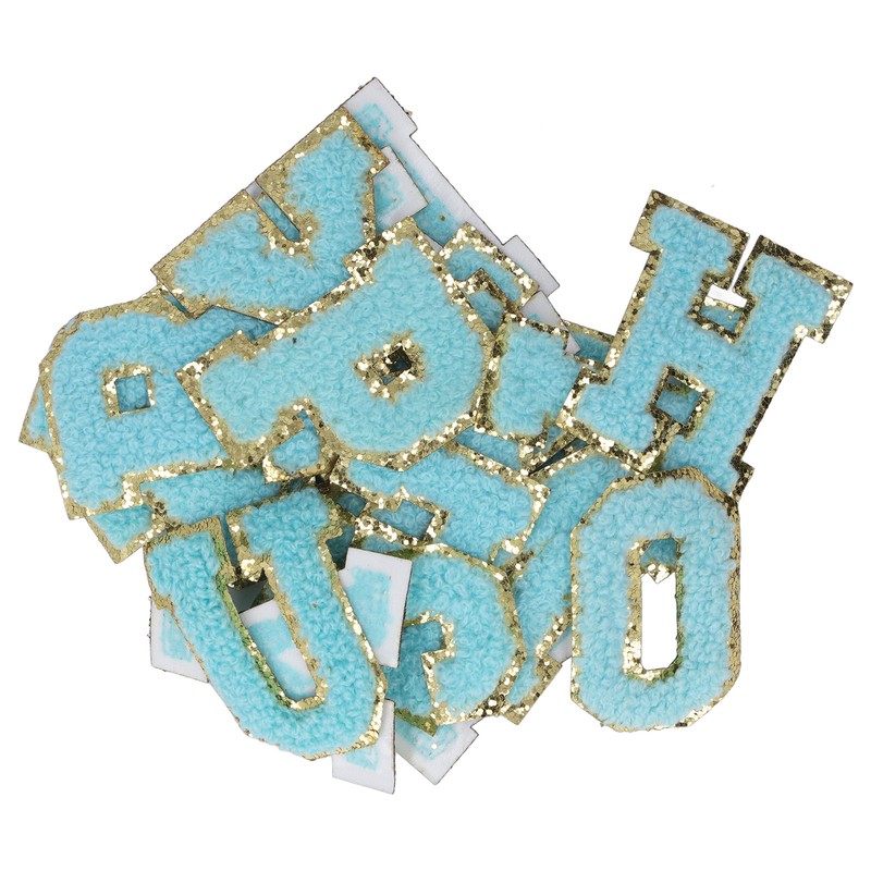 26 Pcs Iron On Letters A to Z Blue Letters