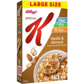 Kellogg's Special K Vanilla and Almond Breakfast Cereal, Good Source of Fiber, Large Size, 16.1 oz