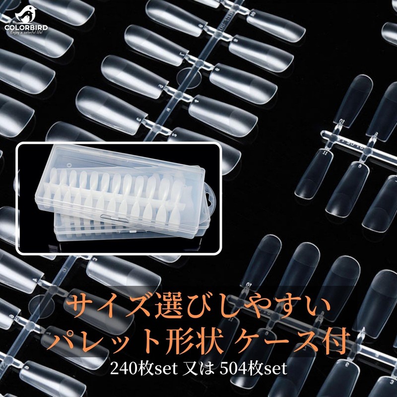COLORBIRD Nail Tips, Ultra Thin, Long, Clear, 504 Pieces, Sanding,