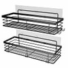 Orimade Shower Caddy with 5 Hooks for Hanging Razor and Sponge Adhesive Shower Shelf Basket Bathroom Storage Organizer Kitchen Rack No Drilling Stainless Steel Rustproof - 2 Pack,Black