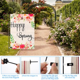 Nogeqi 10 Pcs Garden Flag Stoppers Rubber Stops for Outside and 10 Pcs Garden Flag Clips Anti Wind Small Flag Holders for Yard and Garden Flag Pole Parts for Small Flags