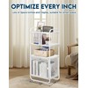 LOFTEY White Bookshelf, 4 Tier Metal Bookshelf, Narrow Bookcase with
