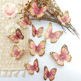 Pack of 36 Butterfly Stickers, Butterfly Wall Decoration, Butterfly Wall Stickers, 3D Butterflies Decoration, Butterfly Wall Stickers, Butterfly Stickers for DIY Wall Art, Crafts (Pink)