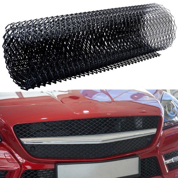 AICARS Car Grill Mesh Metal Mesh 47''×16‘’/120x40cm Expanded Metal Sheet Made of Black Painted Aluminum Alloy with 4x8mm Rhombic Hole Insert Bumper