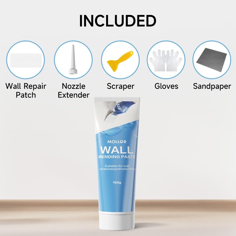 MOLLOR Drywall Repair Kit Wall Patch, 150g Spackle Wall Repair