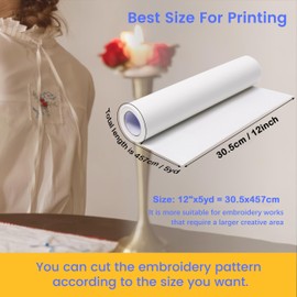 New brothread 12"x5YDS Sticky Water Soluble Embroidery Stabilizer Paper Stabilizer - Medium Weight - Allowed for Drawing Patterns Best for Hand & Machine Embroidery