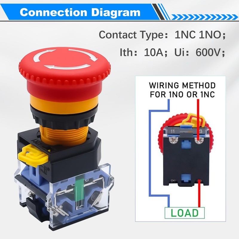 mxuteuk 1NC 1NO E-Stop Switches with Box Red Mushroom Emergency
