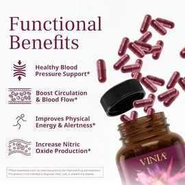 VINIA Piceid Resveratrol Capsules. Increases Blood Flow & Nitric Oxid Production. Healthy Blood Pressure & Heart Health Support* | Red Grape Polypheno