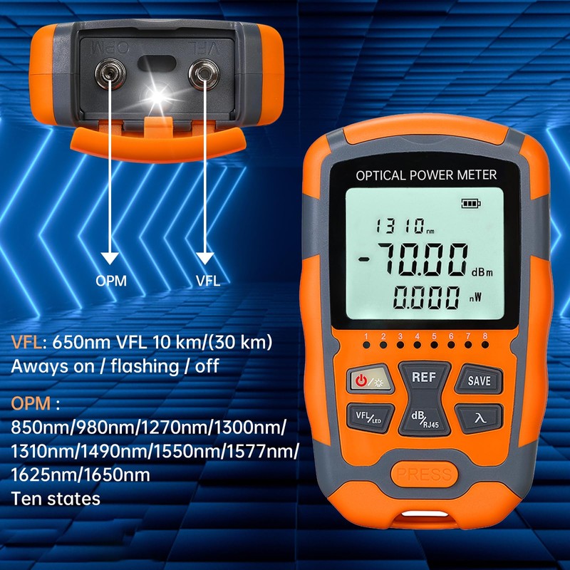 Duogalia 4-in-1 Fiber Optic Tester, Portable Fiber Power Meter FC/SC/ST