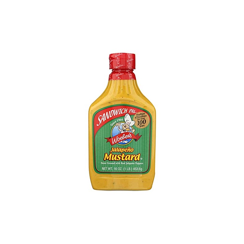 Woeber's Sandwich Pal Jalapeno Mustard, Six 16-Ounce Units (96-Ounces)