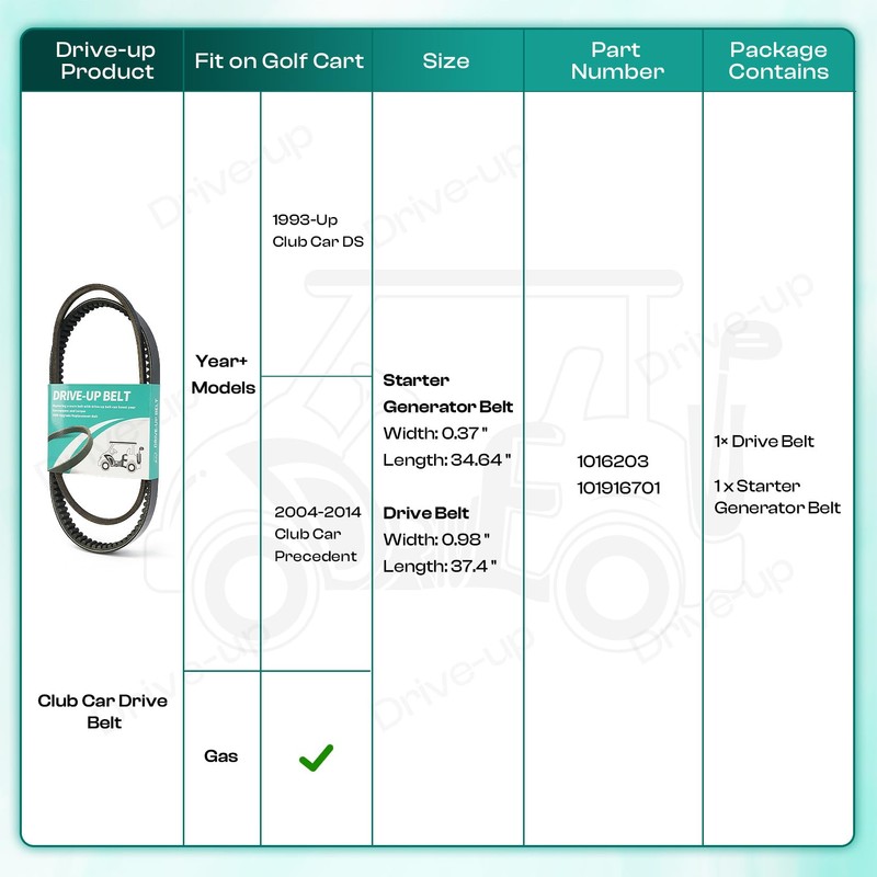 Drive-up 1016203 101916701 Starter Generator and Drive Belt Kit for