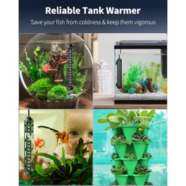 Pawfly Submersible Aquarium Heater 100 W Betta Fish Tank Heater Adjustable Electronic Heating Rod with Thermostat Overheating Protection and Protective Cover for 20-30 Gallon Fish Tanks