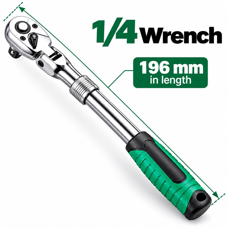 Drive Ratchet Wrench for Garage Repairs - 72-Tooth Flex Head