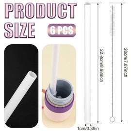 6pcs Replacement Straws for Owala FreeSip Twist 24oz, Reusable Plastic Cup Straws with Cleaning Brush for Owala Insulated Stainless Steel Water Bottle 24oz Tumbler Accessories Parts(White)