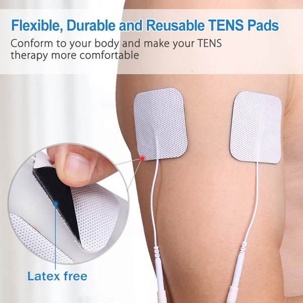 LotFancy TENS Unit Replacement Pads, 2x2 40PCS Electrode Pads for EMS Muscle Stimulator Massager, Self-Adhesive TENS Pads for Electrotherapy, Reusable and Latex-Free
