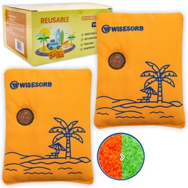 Wisesorb 500g 2pcs Rechargeable Car Dehumidifier Moisture Absorbers Bags, Reusable Desiccant Color Indicating Silica Gel Packets, Microwave Reactivated Visible Desiccant Packs for Car Closet Basement