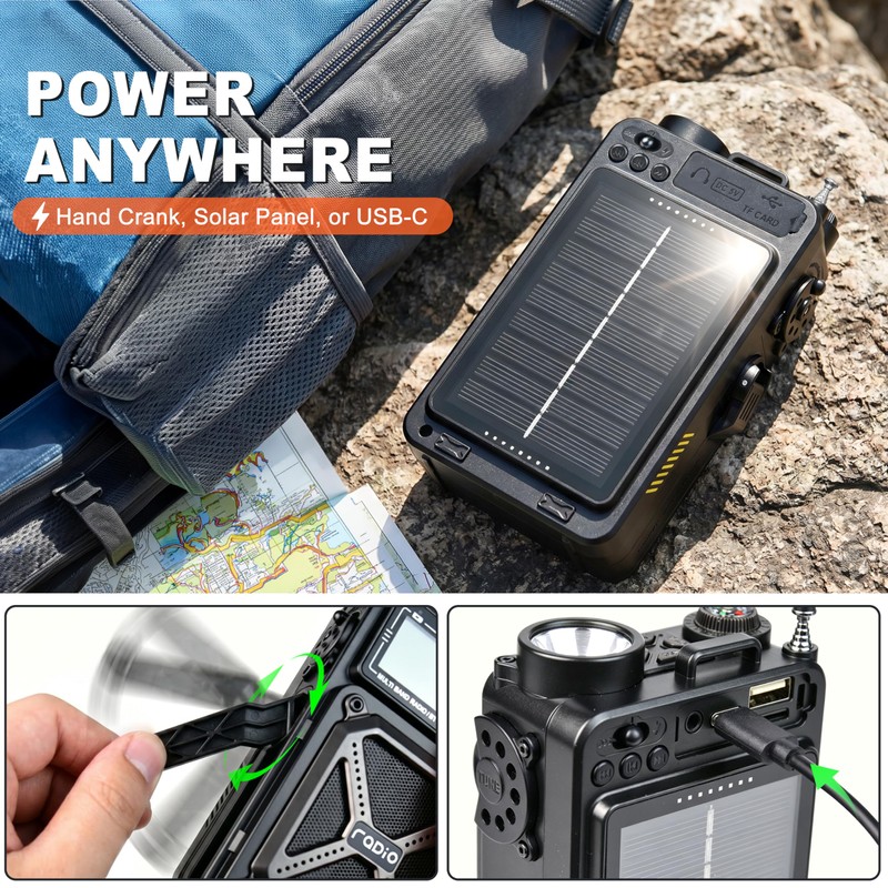 RunningSnail Solar Hand Crank Emergency Radio,NOAA Weather Alert, AM/FM/SW