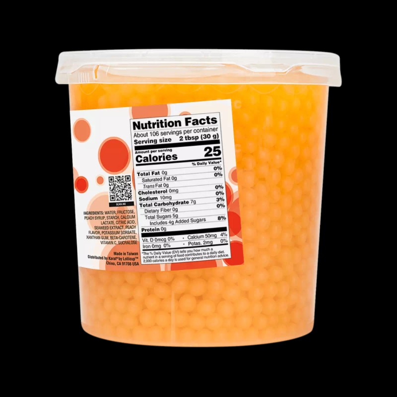 Tea Zone Peach Popping Pearls/ Bursting/ Popping Boba(B2061, 7 lbs)