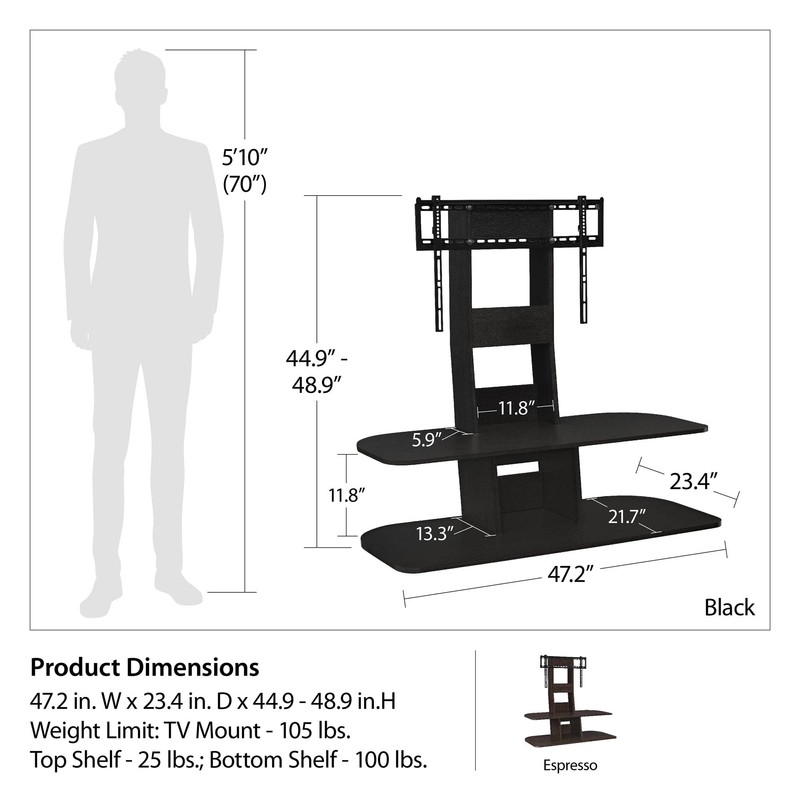 Ameriwood Home Galaxy TV Stand with Mount for TVs up