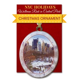 Wollman Rink in Central Park Winter Ornament – NYC Holiday Collectible, Double-Sided Brass with Glitter and Epoxy, Gift-Boxed, 2.5 x 3 Inch by ArtMalore