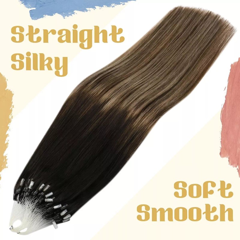 sunny hair Extensiones Cabello Real 50gr 14in Negro Mezcla Marrón