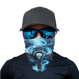 DUOLIFU Cool Face Bandanas Sports Casual Headwear Viking Print Neck Gaiter, Headwrap, Balaclava, Helmet Liner,Raven Skull Dragon