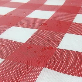 LASLU Pack of 6 Plastic Red and White Checkered Tablecloths Picnic/Camping/Party/Banquet Table Cover/Reusable Tablecloths-108 x 54 inches Vinyl Tablecloth (Red and White)