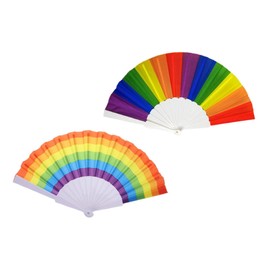 jojofuny 4Pcs Creative Rainbow Folding Fans Stage Performance Supplies for Dancing Artists with Unique Design and Easy Carry Photo Props