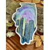 Chicago Illinois Night Sky Cityscape City State Sticker Map State