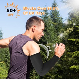 flintronic Arm Sleeves, Unisex Warmer UV Protection Sleeves UPF 50, Non-Slip Cooling Arm Warmers Moisture Wicking to Cover the Arms for Running, Riding, Golf, Basketball, #2 4pair-black+white